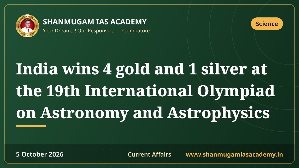 India wins 4 gold and 1 silver at the 19th International Olympiad on Astronomy and Astrophysics