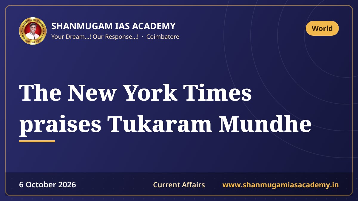 The New York Times praises Tukaram Mundhe