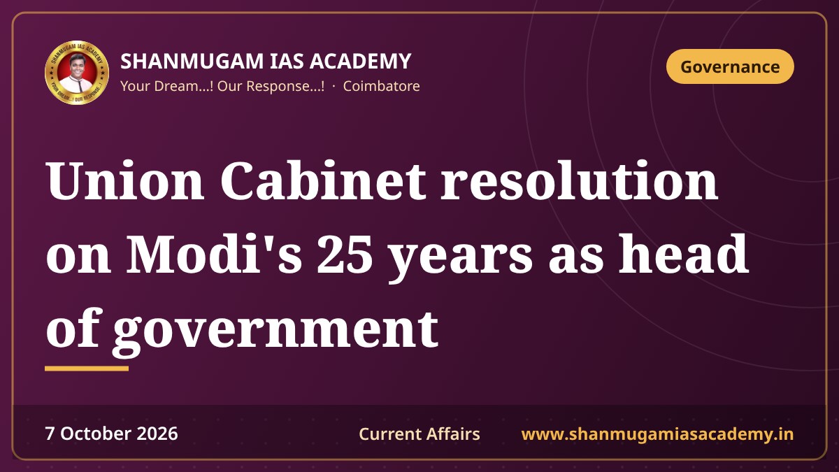 Union Cabinet resolution on Modi's 25 years as head of government