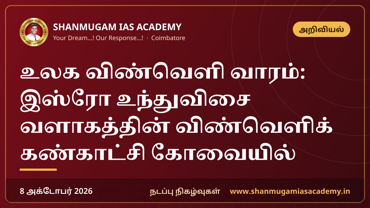 உலக விண்வெளி வாரம்: இஸ்ரோ உந்துவிசை வளாகத்தின் விண்வெளிக் கண்காட்சி கோவையில்
