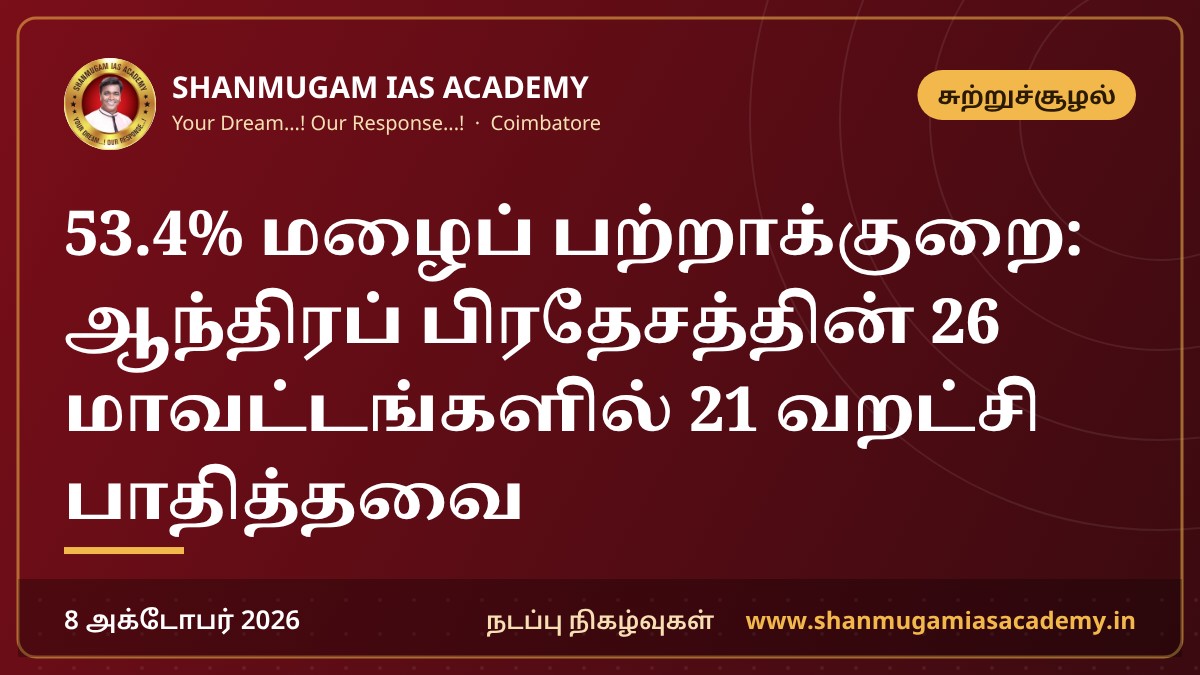 53.4% மழைப் பற்றாக்குறை: ஆந்திரப் பிரதேசத்தின் 26 மாவட்டங்களில் 21 வறட்சி பாதித்தவை