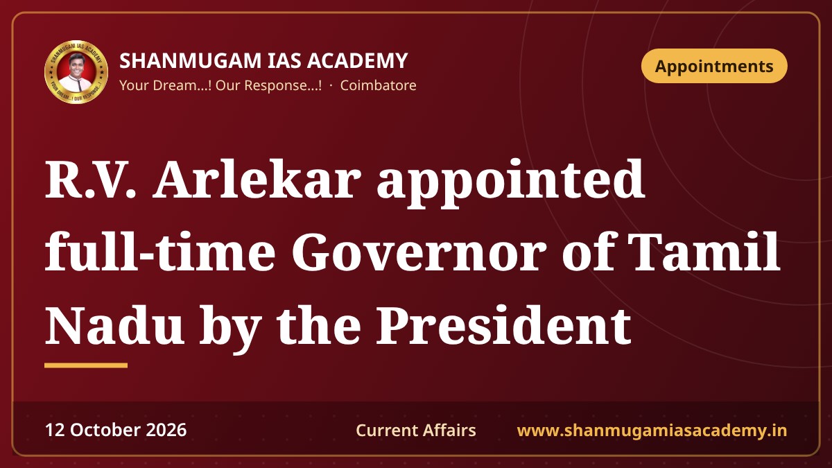 R.V. Arlekar appointed full-time Governor of Tamil Nadu by the President