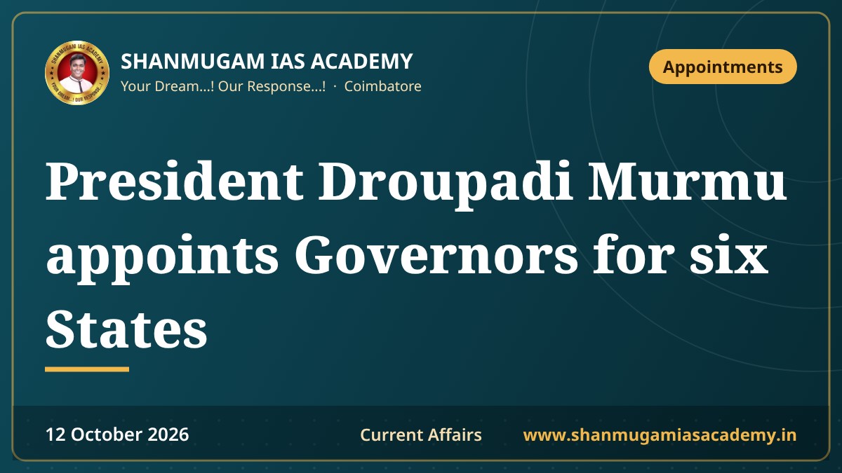 President Droupadi Murmu appoints Governors for six States
