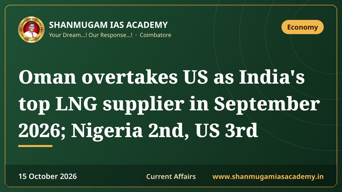 Oman overtakes US as India's top LNG supplier in September 2026; Nigeria 2nd, US 3rd