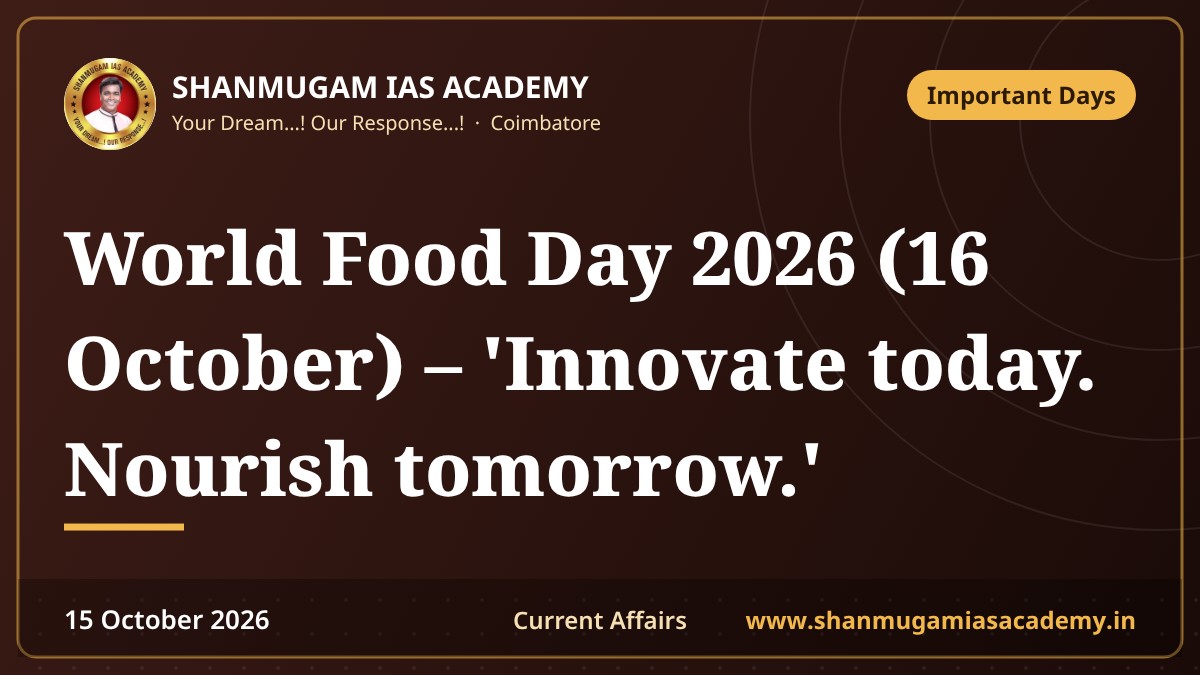 World Food Day 2026 (16 October) – 'Innovate today. Nourish tomorrow.'