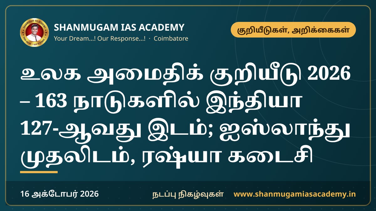 உலக அமைதிக் குறியீடு 2026 – 163 நாடுகளில் இந்தியா 127-ஆவது இடம்; ஐஸ்லாந்து முதலிடம், ரஷ்யா கடைசி