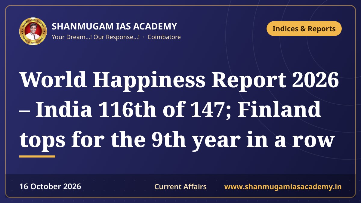 World Happiness Report 2026 – India 116th of 147; Finland tops for the 9th year in a row