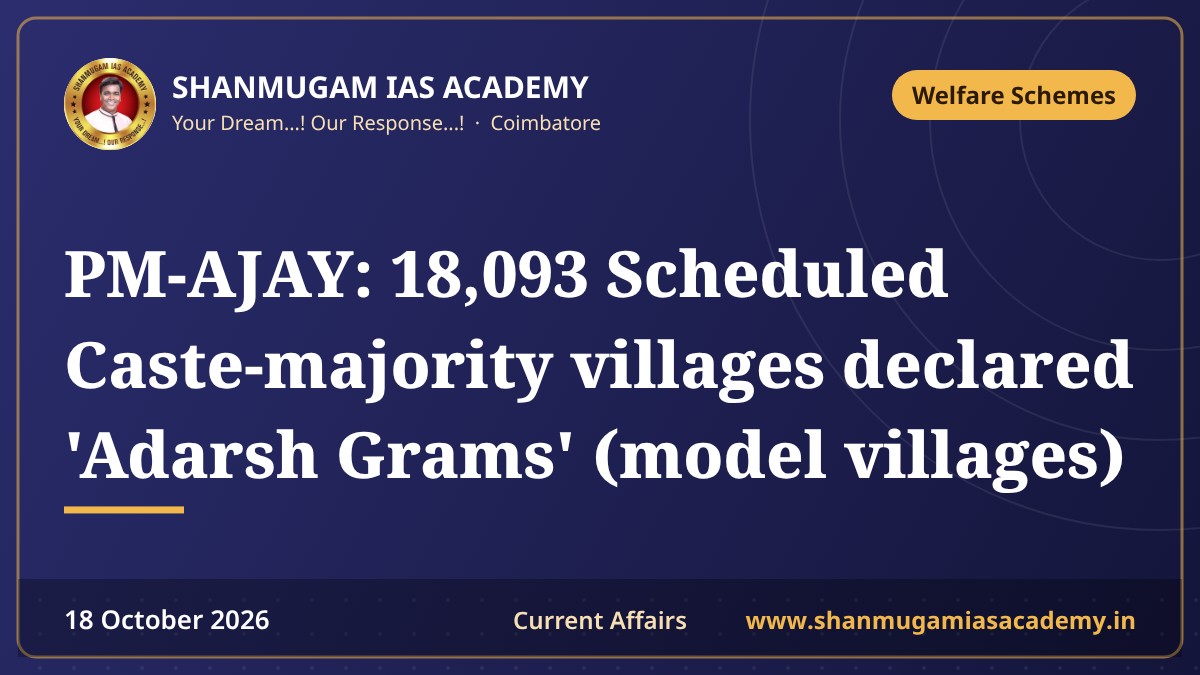 PM-AJAY: 18,093 Scheduled Caste-majority villages declared 'Adarsh Grams' (model villages)