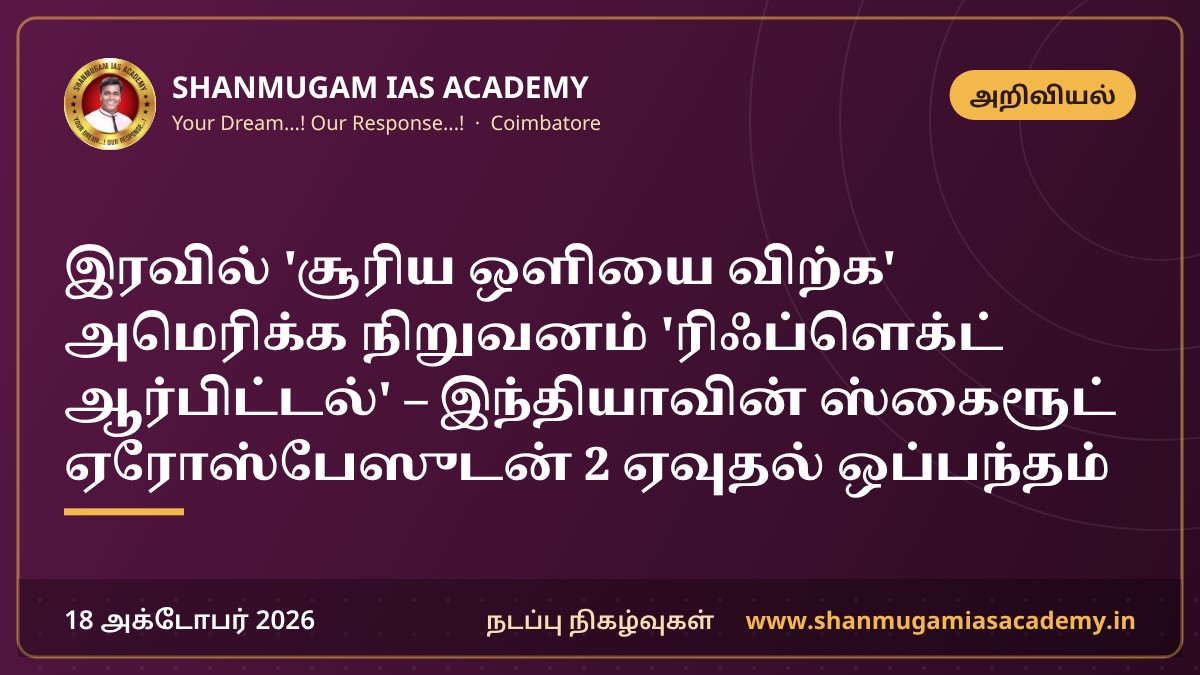 இரவில் 'சூரிய ஒளியை விற்க' அமெரிக்க நிறுவனம் 'ரிஃப்ளெக்ட் ஆர்பிட்டல்' – இந்தியாவின் ஸ்கைரூட் ஏரோஸ்பேஸுடன் 2 ஏவுதல் ஒப்பந்தம்