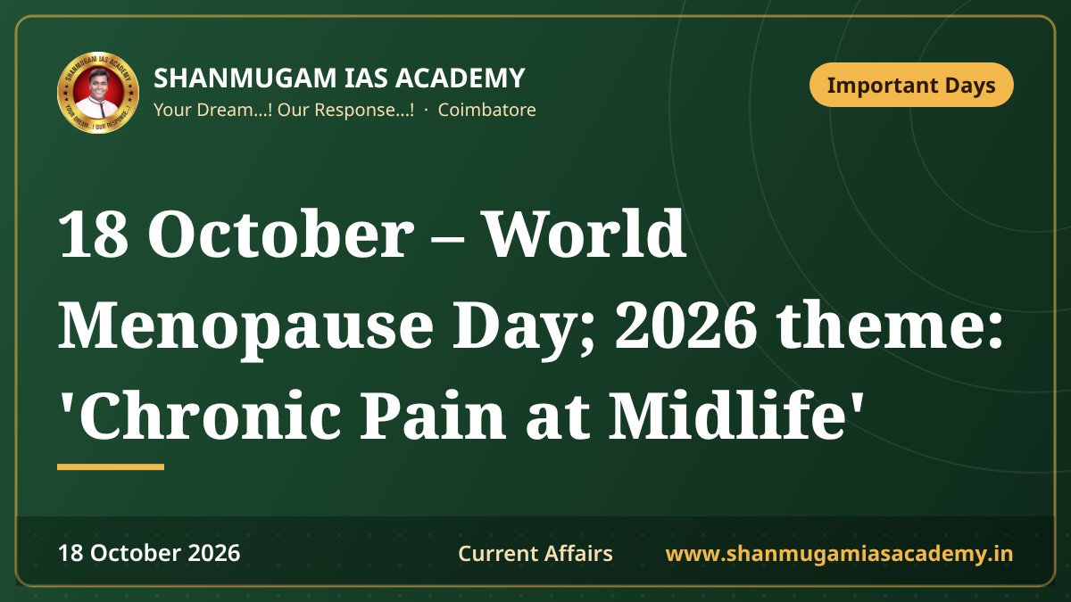 18 October – World Menopause Day; 2026 theme: 'Chronic Pain at Midlife'