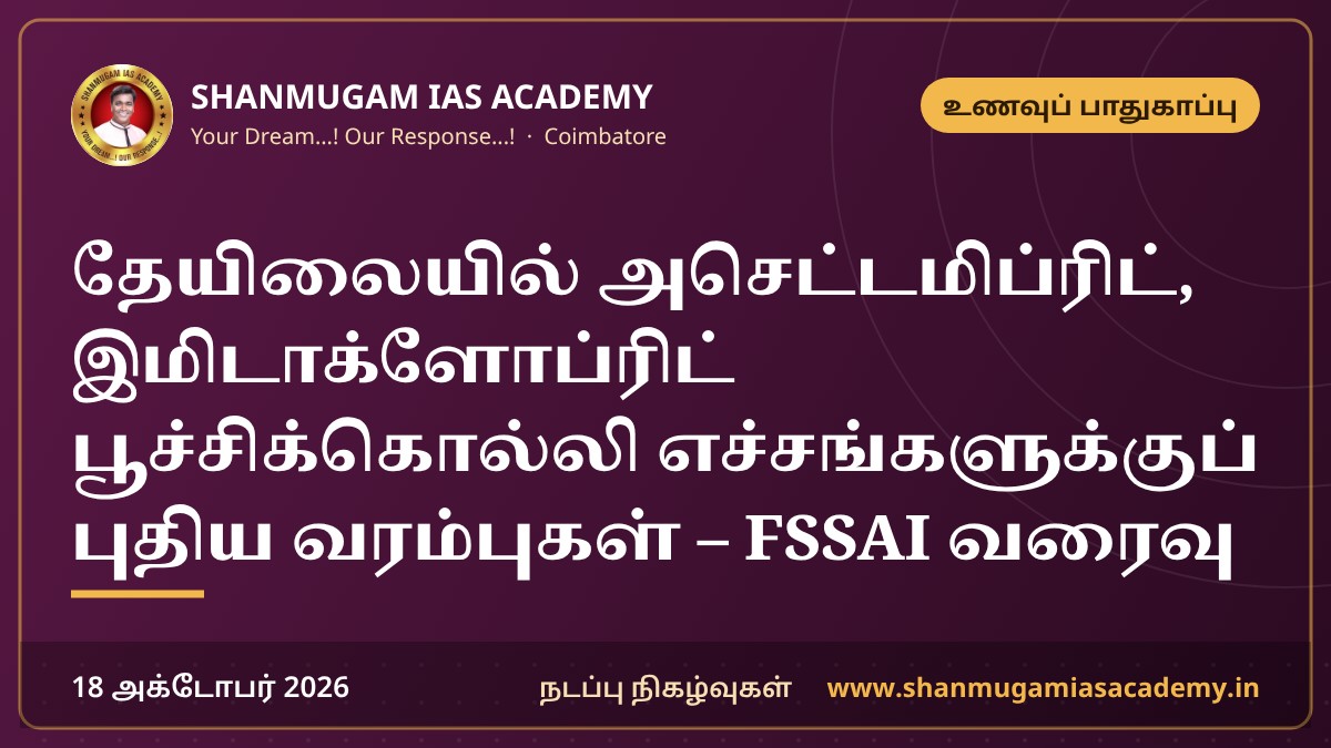 தேயிலையில் அசெட்டமிப்ரிட், இமிடாக்ளோப்ரிட் பூச்சிக்கொல்லி எச்சங்களுக்குப் புதிய வரம்புகள் – FSSAI வரைவு