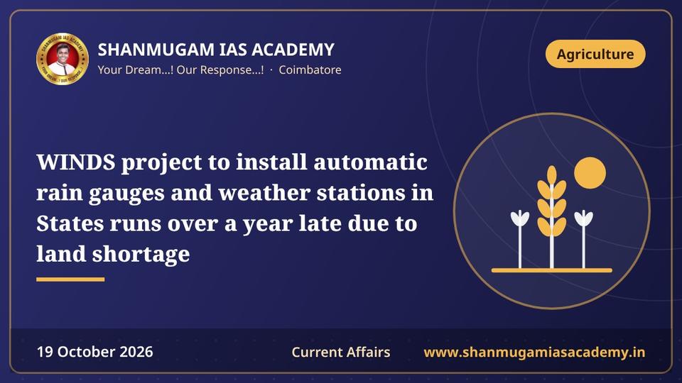 WINDS project to install automatic rain gauges and weather stations in States runs over a year late due to land shortage