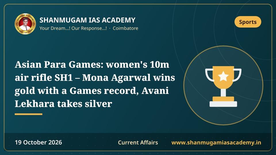 Asian Para Games: women's 10m air rifle SH1 – Mona Agarwal wins gold with a Games record, Avani Lekhara takes silver
