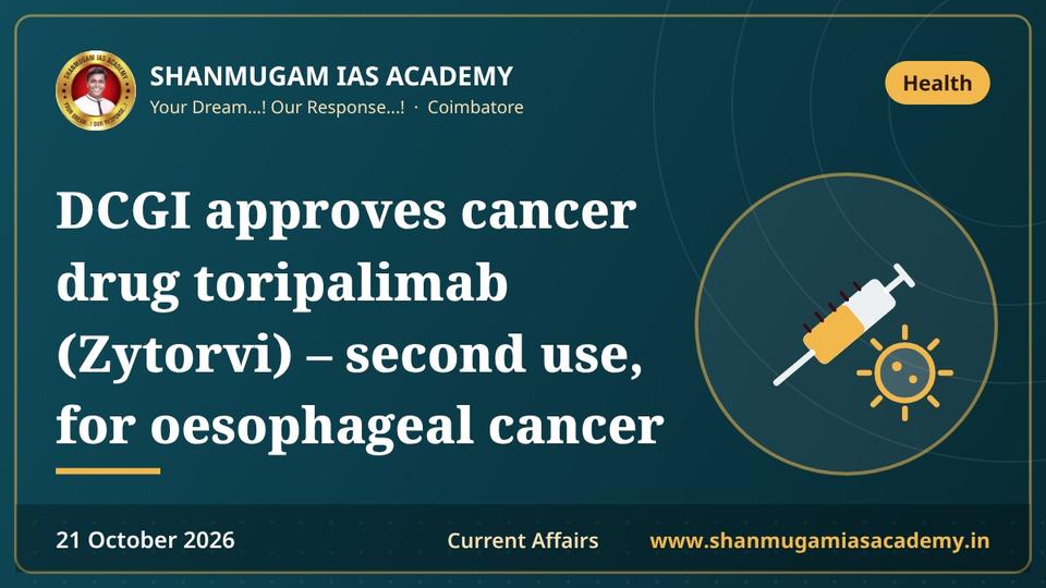 DCGI approves cancer drug toripalimab (Zytorvi) – second use, for oesophageal cancer