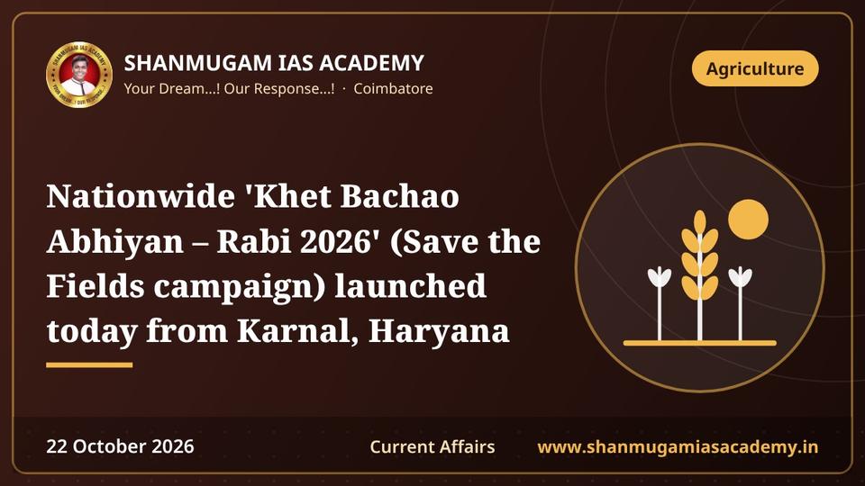 Nationwide 'Khet Bachao Abhiyan – Rabi 2026' (Save the Fields campaign) launched today from Karnal, Haryana