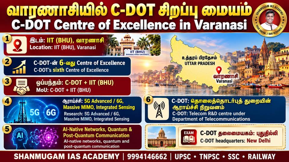 அடுத்த தலைமுறை தகவல் தொடர்பு தொழில்நுட்பங்களுக்காக வாரணாசி IIT (BHU)-ல் C-DOT-ன் 6-வது சிறப்பு மையம்