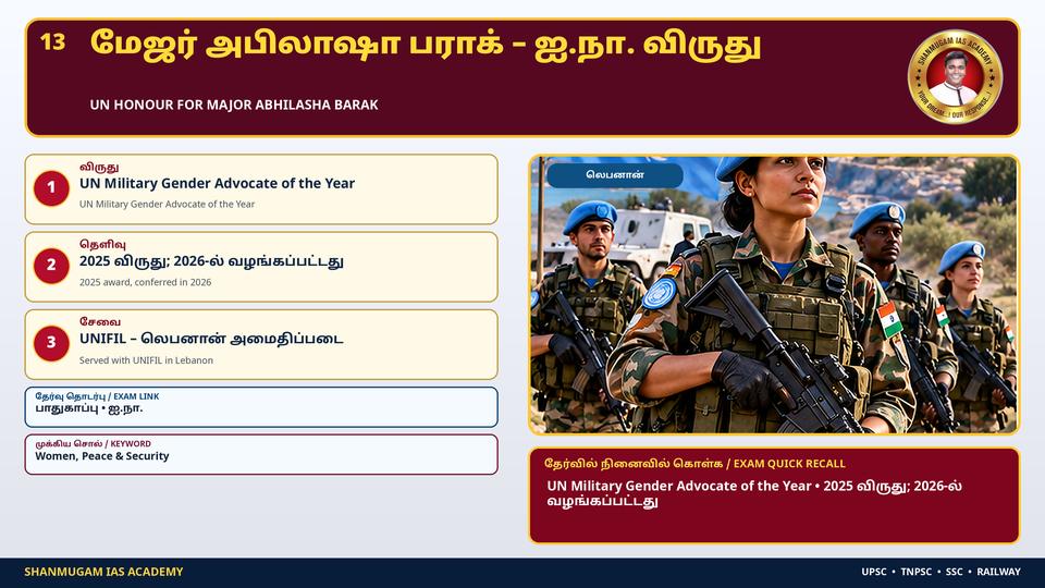 Major Abhilasha Barak gets the '2025 UN Military Gender Advocate of the Year Award' for her service with UNIFIL, Lebanon