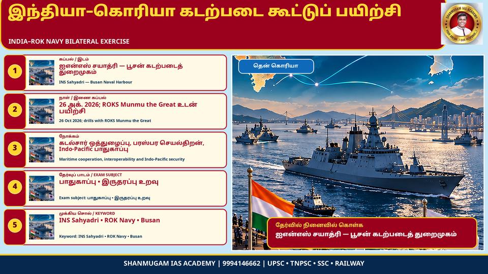 India–Republic of Korea naval exercise: INS Sahyadri arrives at Busan