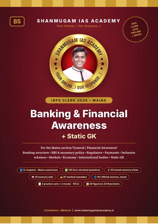 IBPS Clerk 2026 – Banking & Financial Awareness with Static GK (Prelims + Mains)