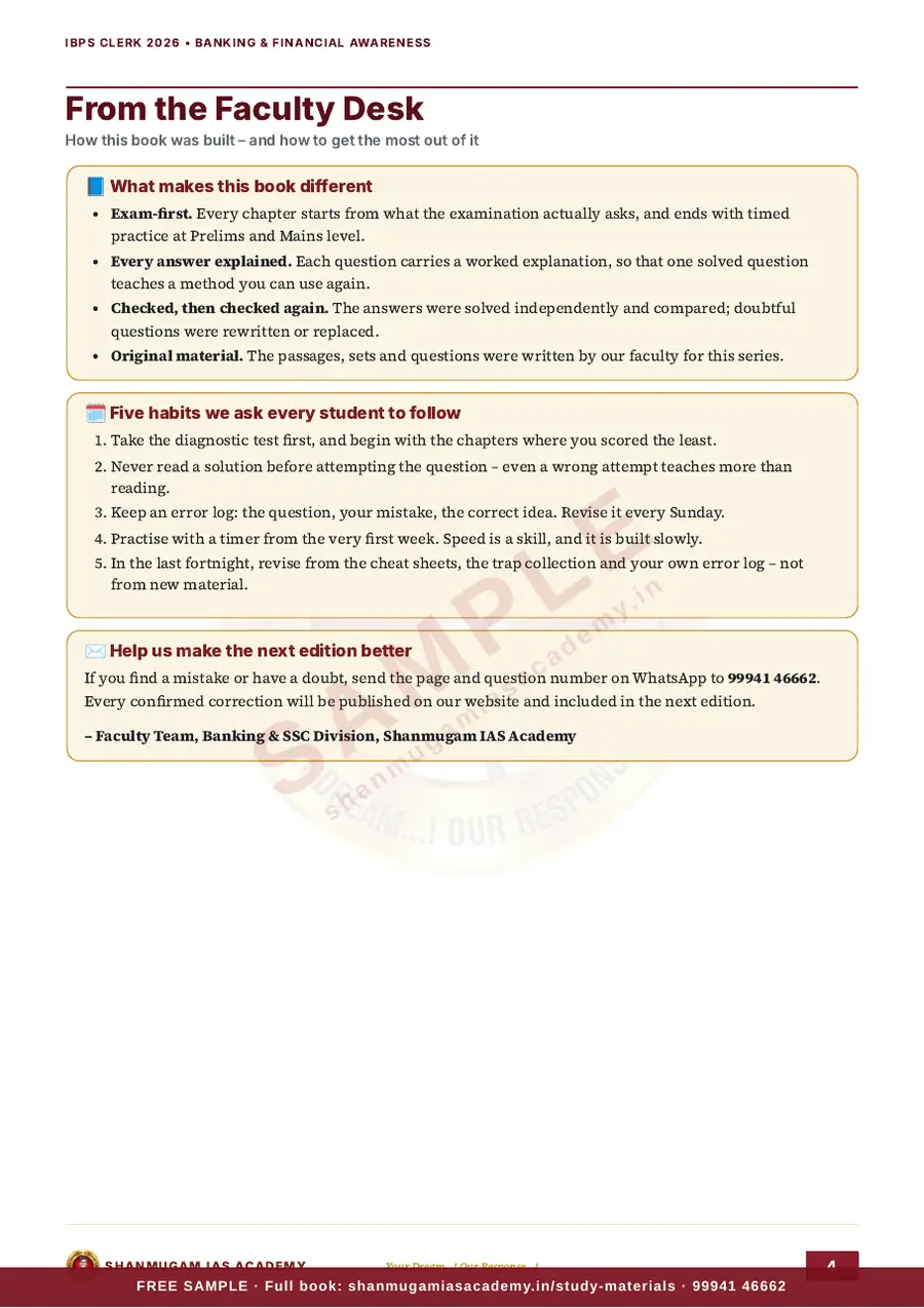 IBPS Clerk 2026 – Banking & Financial Awareness with Static GK (Prelims + Mains) – sample page 3