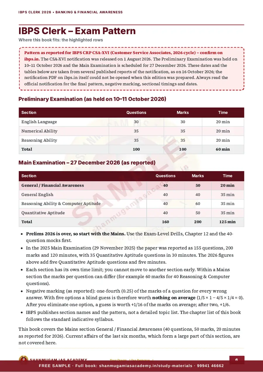 IBPS Clerk 2026 – Banking & Financial Awareness with Static GK (Prelims + Mains) – sample page 5