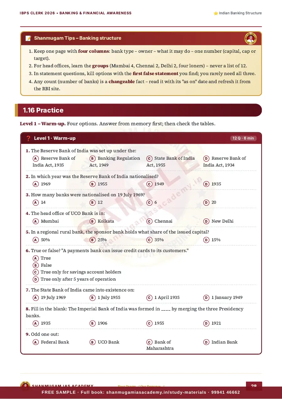 IBPS Clerk 2026 – Banking & Financial Awareness with Static GK (Prelims + Mains) – sample page 12