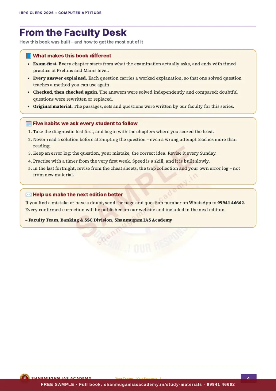 IBPS Clerk 2026 – Computer Aptitude (Prelims + Mains) – sample page 3