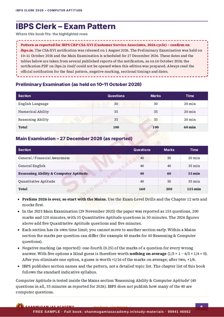 IBPS Clerk 2026 – Computer Aptitude (Prelims + Mains) – sample page 5