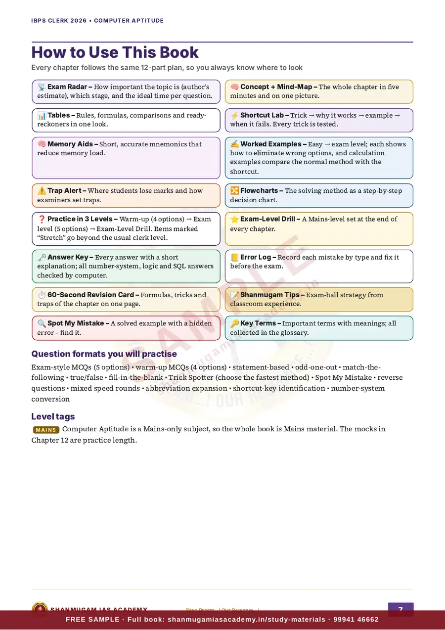 IBPS Clerk 2026 – Computer Aptitude (Prelims + Mains) – sample page 6