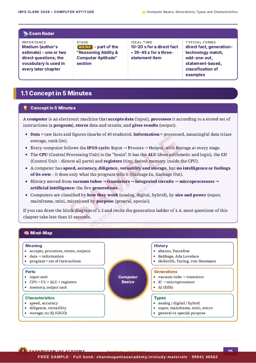 IBPS Clerk 2026 – Computer Aptitude (Prelims + Mains) – sample page 9