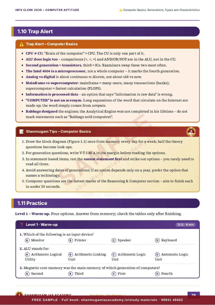IBPS Clerk 2026 – Computer Aptitude (Prelims + Mains) – sample page 12