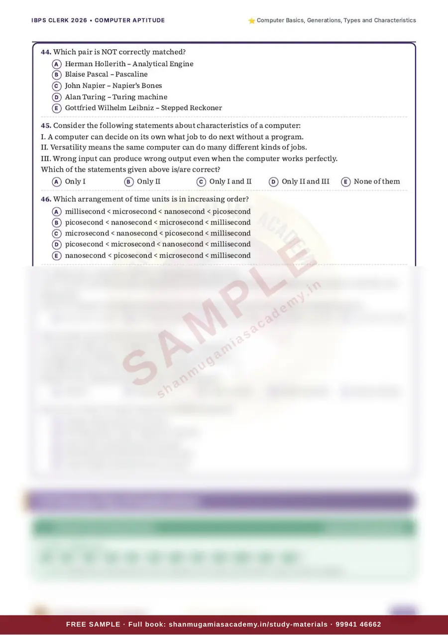 IBPS Clerk 2026 – Computer Aptitude (Prelims + Mains) – sample page 13