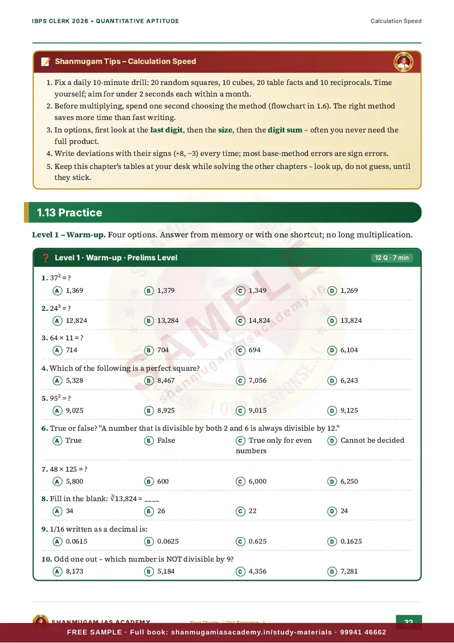 IBPS Clerk 2026 – Quantitative Aptitude (Prelims + Mains) – sample page 12