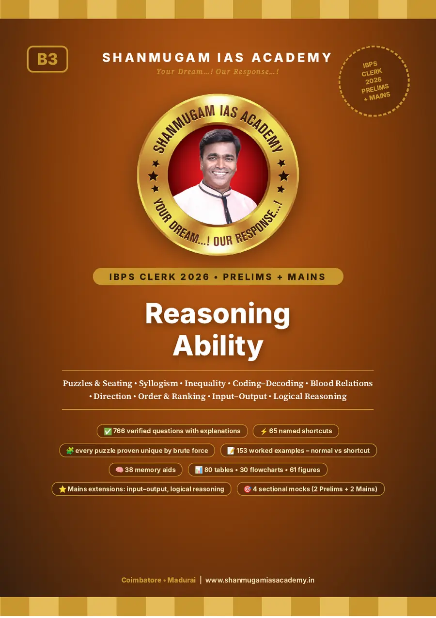 IBPS Clerk 2026 – Reasoning Ability (Prelims + Mains) – sample page 1