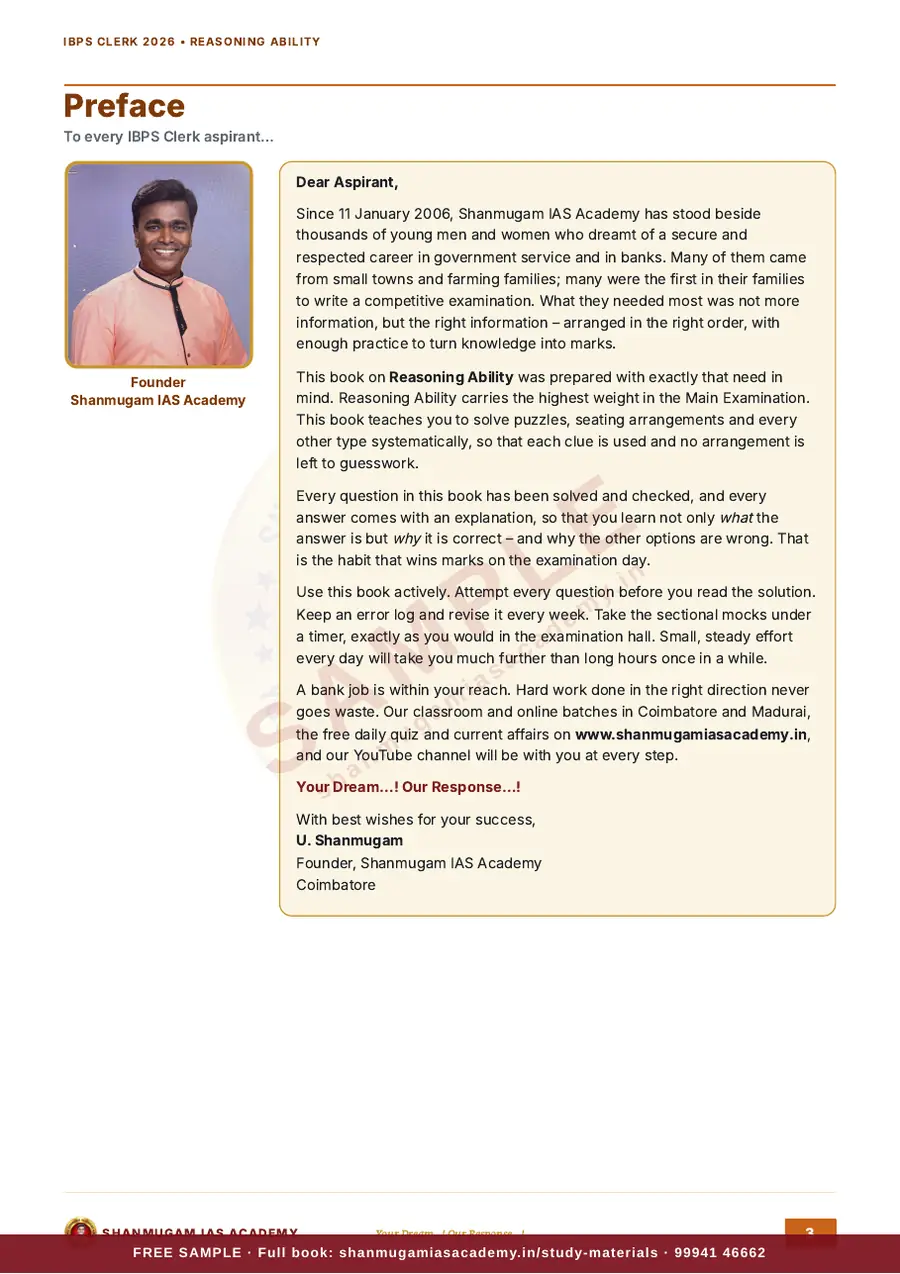 IBPS Clerk 2026 – Reasoning Ability (Prelims + Mains) – sample page 2