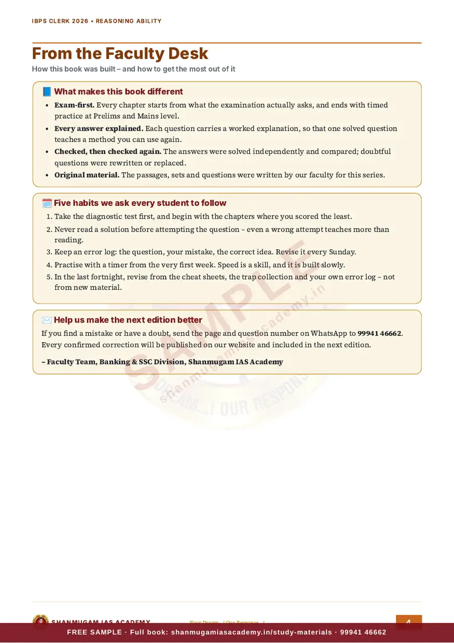 IBPS Clerk 2026 – Reasoning Ability (Prelims + Mains) – sample page 3