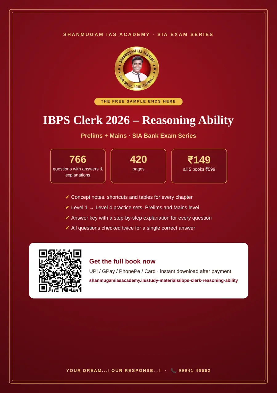 IBPS Clerk 2026 – Reasoning Ability (Prelims + Mains) – sample page 14
