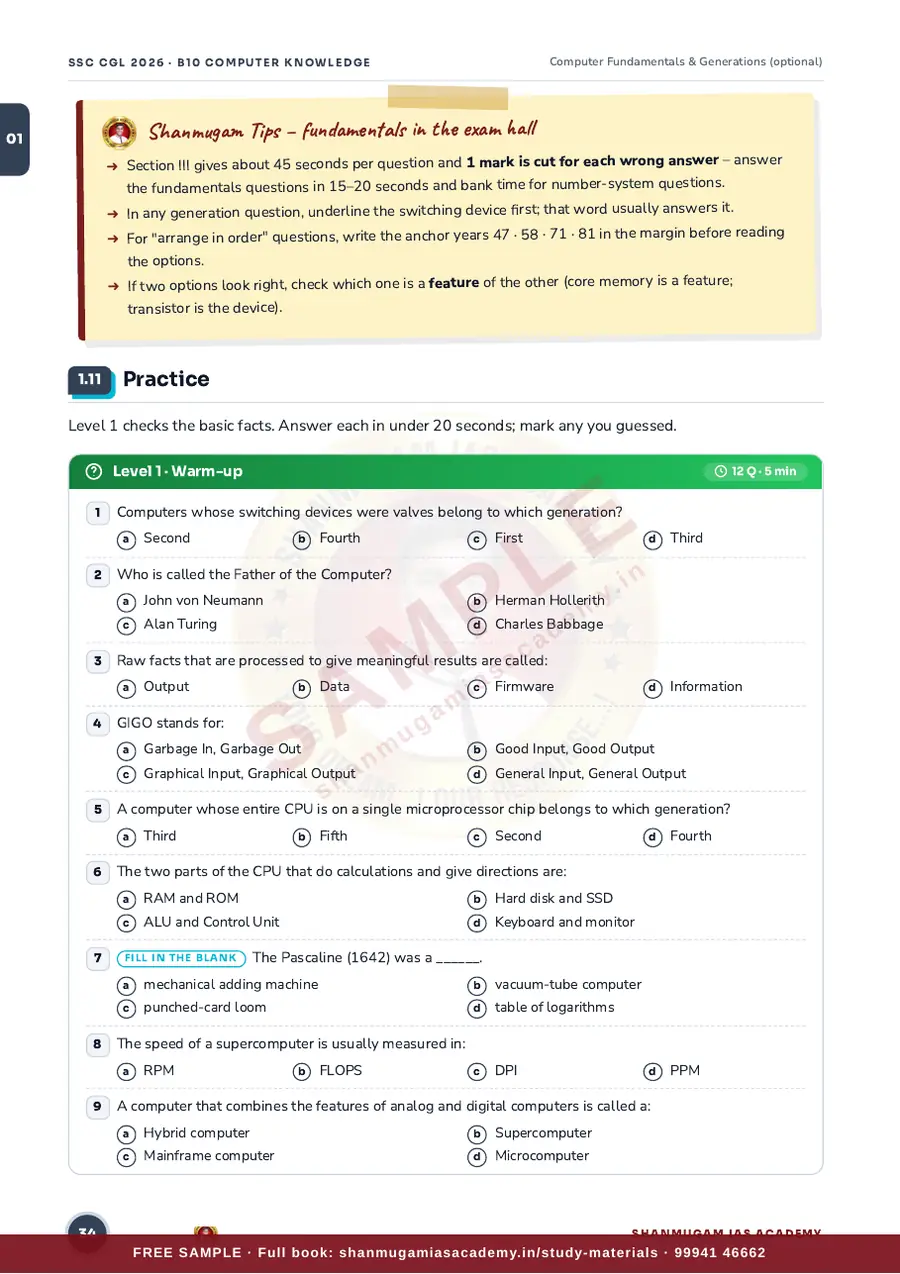 SSC CGL 2026 – Computer Knowledge (Tier II Paper I – Section III) – sample page 11