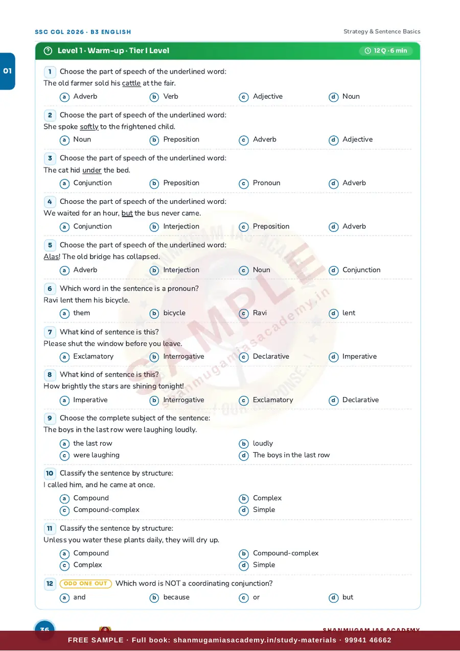 SSC CGL 2026 – English Language & Comprehension (Tier I + Tier II) – sample page 11