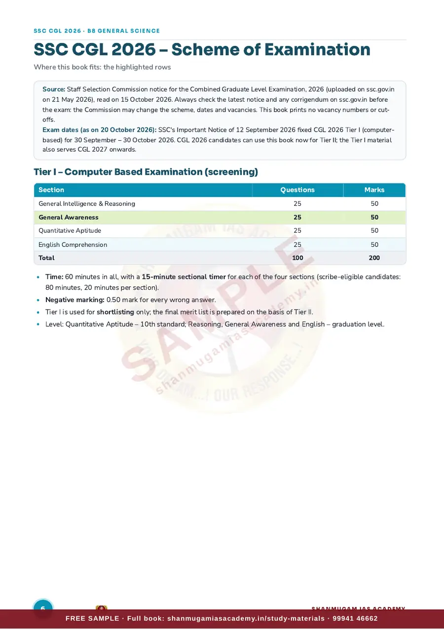 SSC CGL 2026 – General Science (Tier I + Tier II) – sample page 5