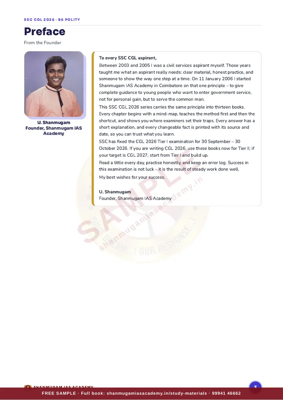 SSC CGL 2026 – Indian Polity & Governance (Tier I + Tier II) – sample page 2