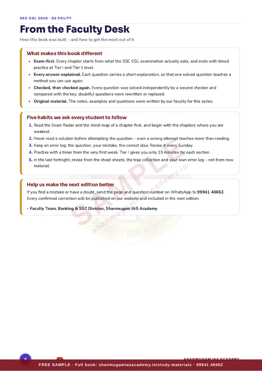 SSC CGL 2026 – Indian Polity & Governance (Tier I + Tier II) – sample page 3