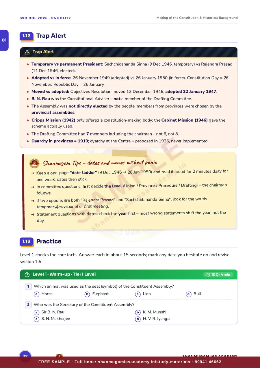 SSC CGL 2026 – Indian Polity & Governance (Tier I + Tier II) – sample page 11