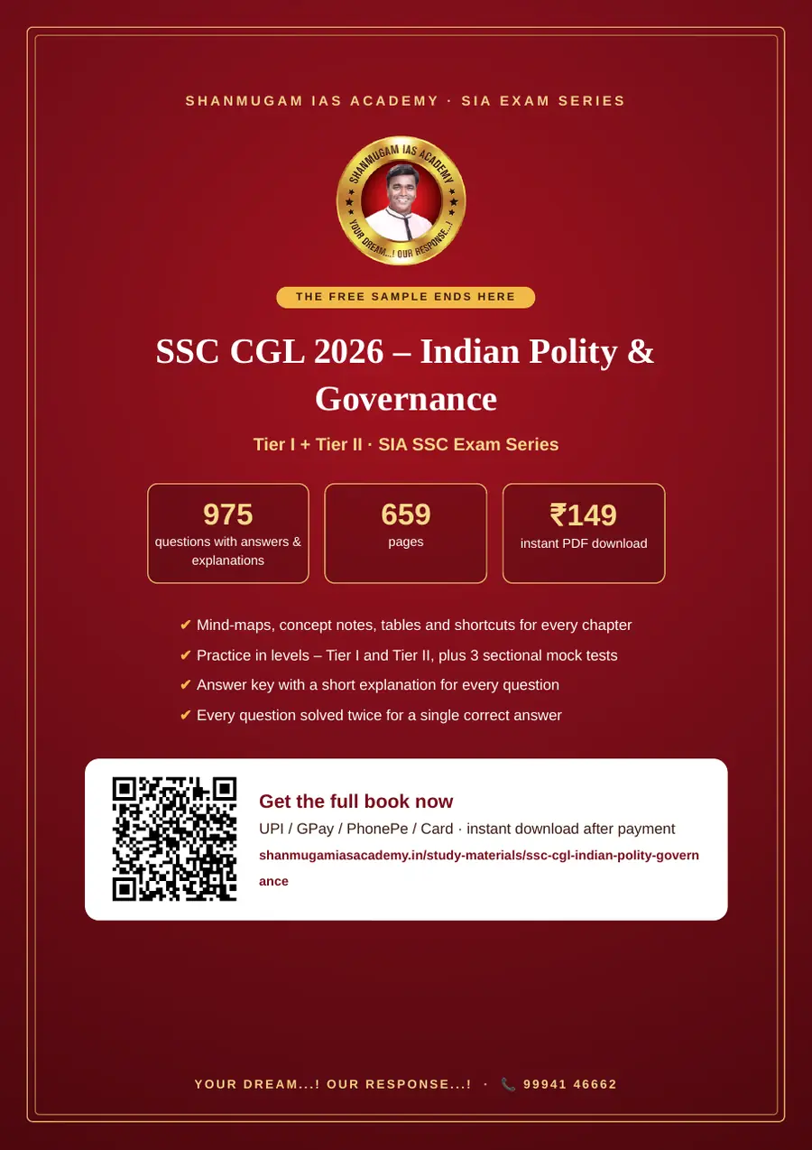 SSC CGL 2026 – Indian Polity & Governance (Tier I + Tier II) – sample page 13