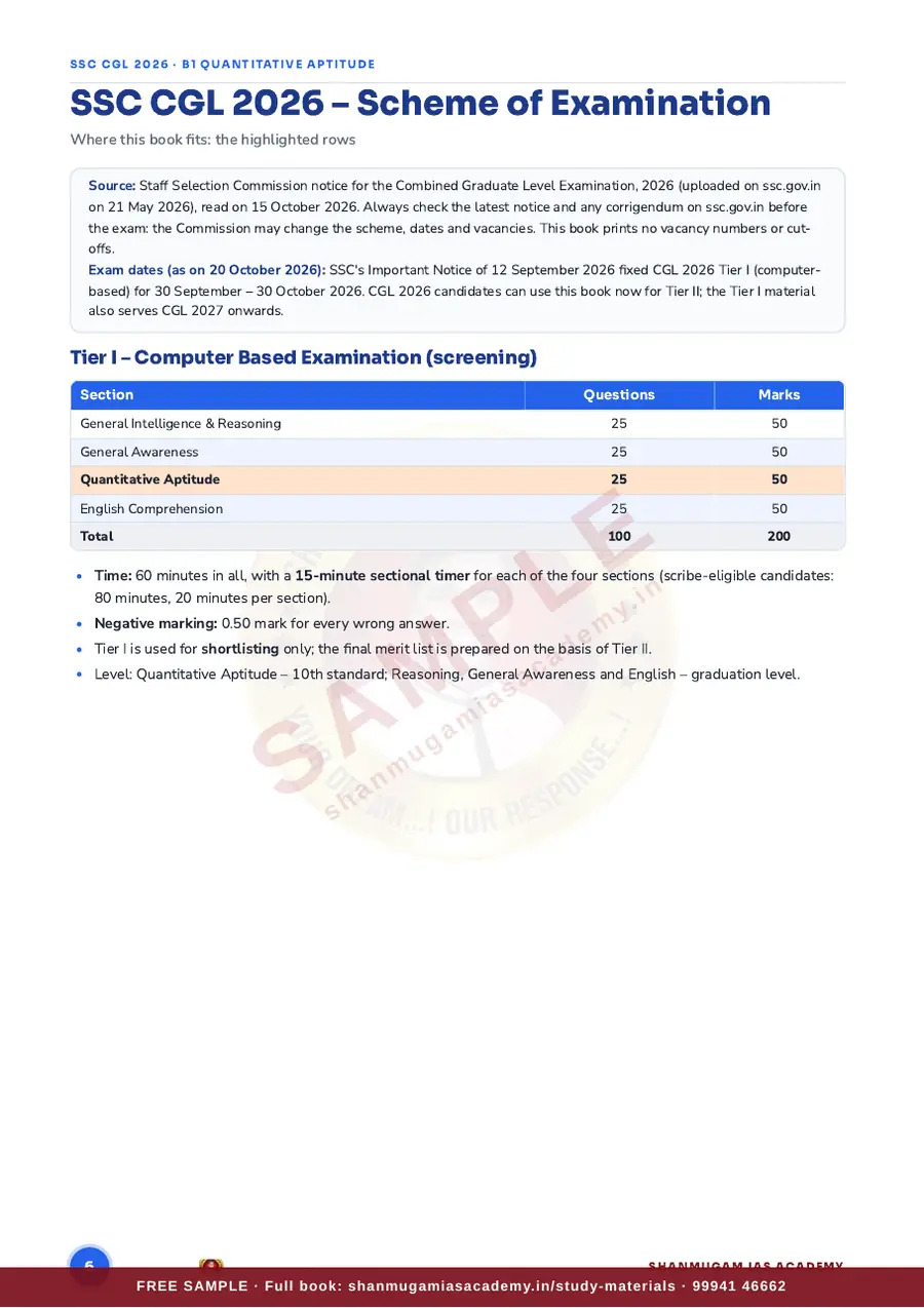 SSC CGL 2026 – Quantitative Aptitude (Tier I + Tier II) – sample page 5