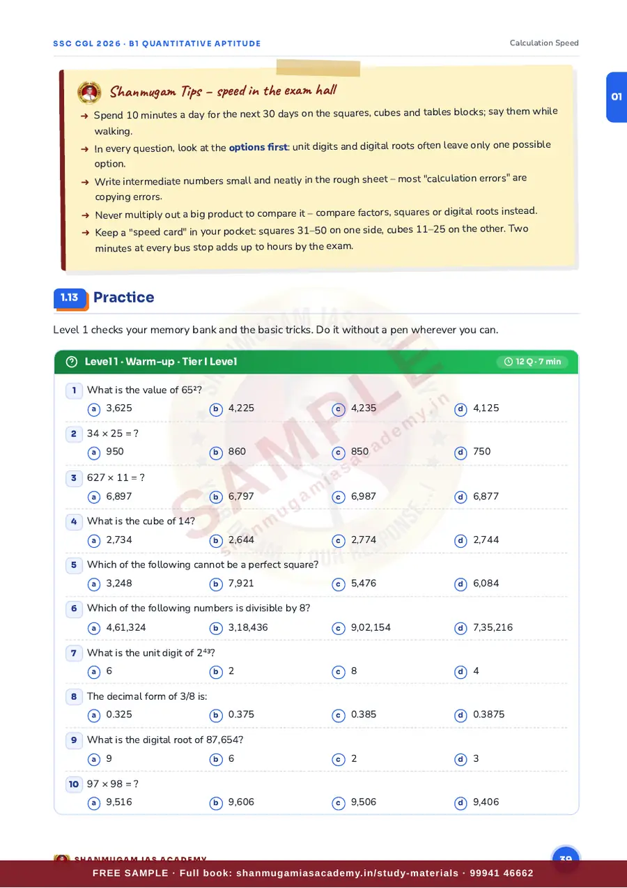 SSC CGL 2026 – Quantitative Aptitude (Tier I + Tier II) – sample page 11