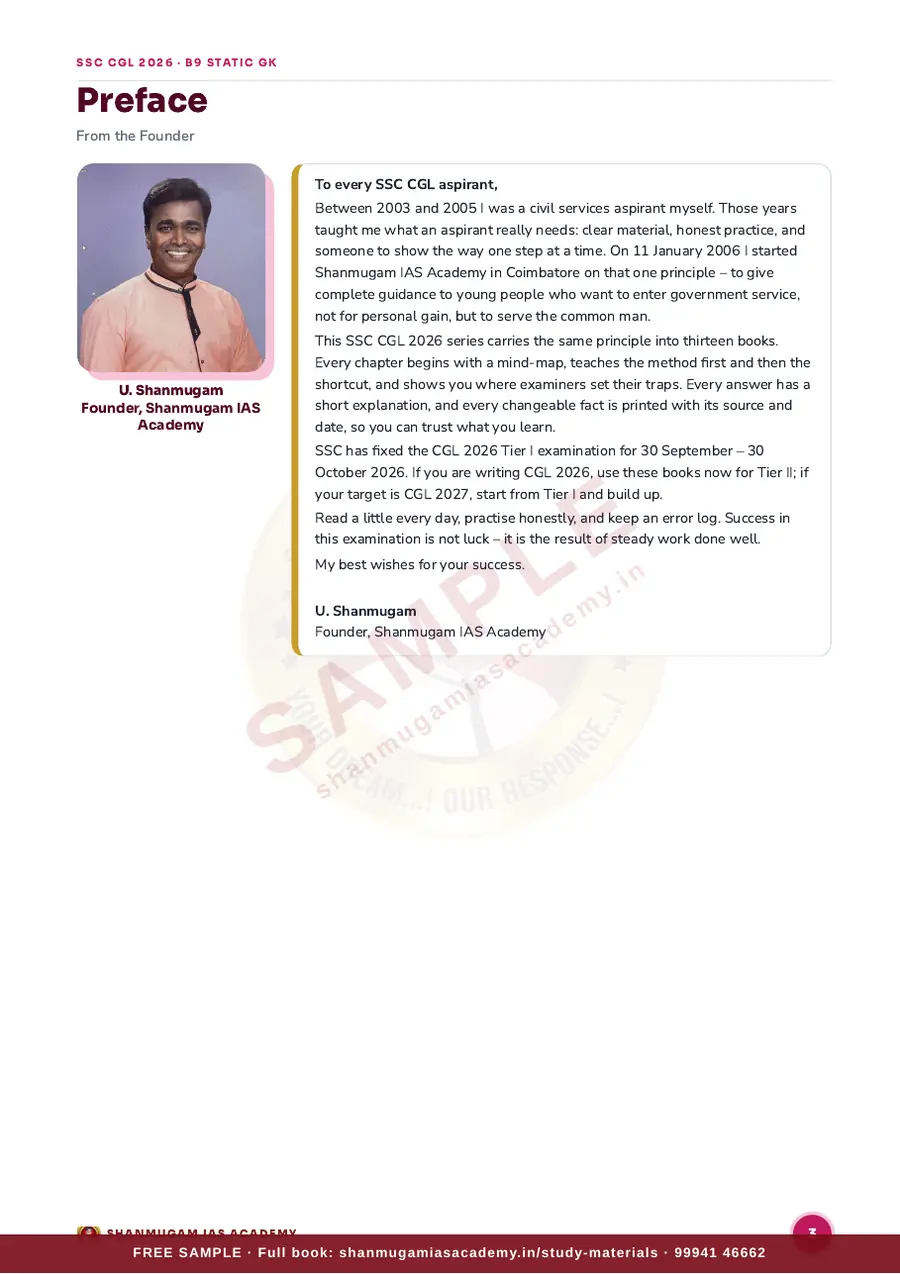 SSC CGL 2026 – Static GK (Tier I + Tier II) – sample page 2