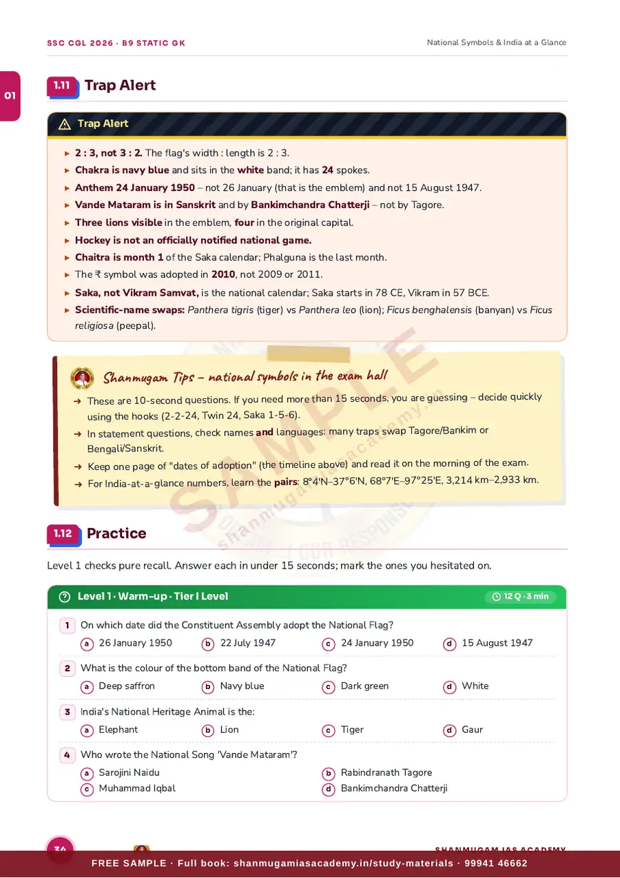 SSC CGL 2026 – Static GK (Tier I + Tier II) – sample page 11