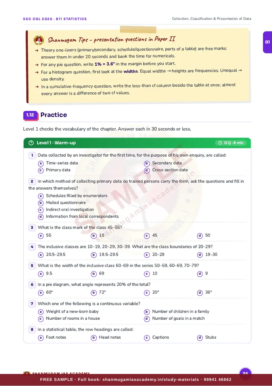 SSC CGL 2026 – Statistics (Tier II Paper II) – sample page 11