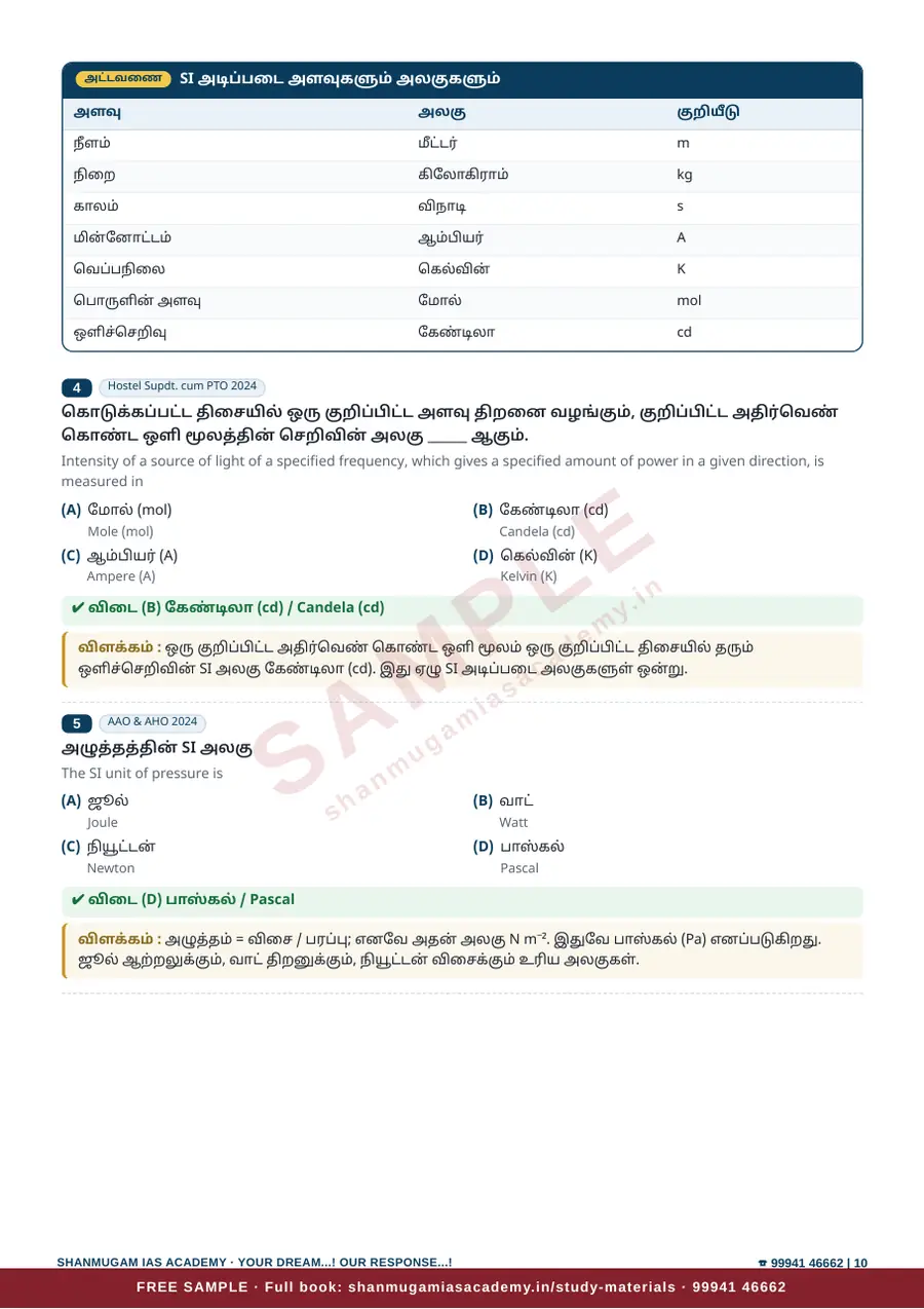 பொது அறிவியல் — முந்தைய ஆண்டு வினா – விடை – விளக்கம் (2020 – 2026) – sample page 10